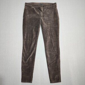 HUE Corduroy Leggings women's size L brown colour stretchy ankle crop